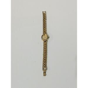 Vintage Rumors Japan Quartz Gold Tone‎ Diamond Inlay Braid Jewelry Watch